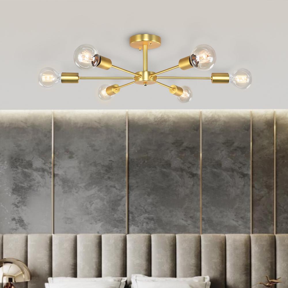 Xyla Modern Mid-Century Sputnik Metal Semi Flush Light