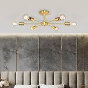 Xyla Modern Mid-Century Sputnik Metal Semi Flush Light