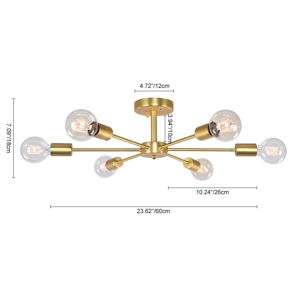 Xyla Modern Mid-Century Sputnik Metal Semi Flush Light