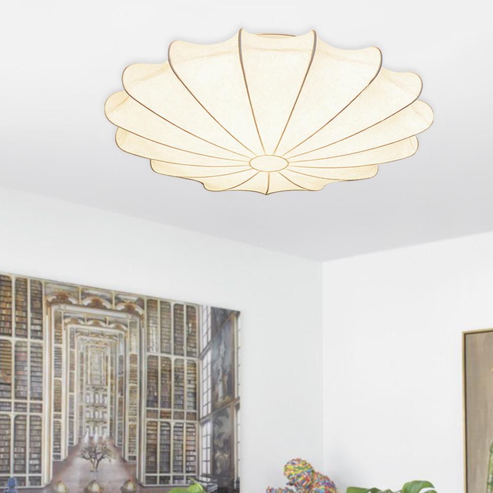 Lunari Mid-Century Modern Silk Flush Mount Light