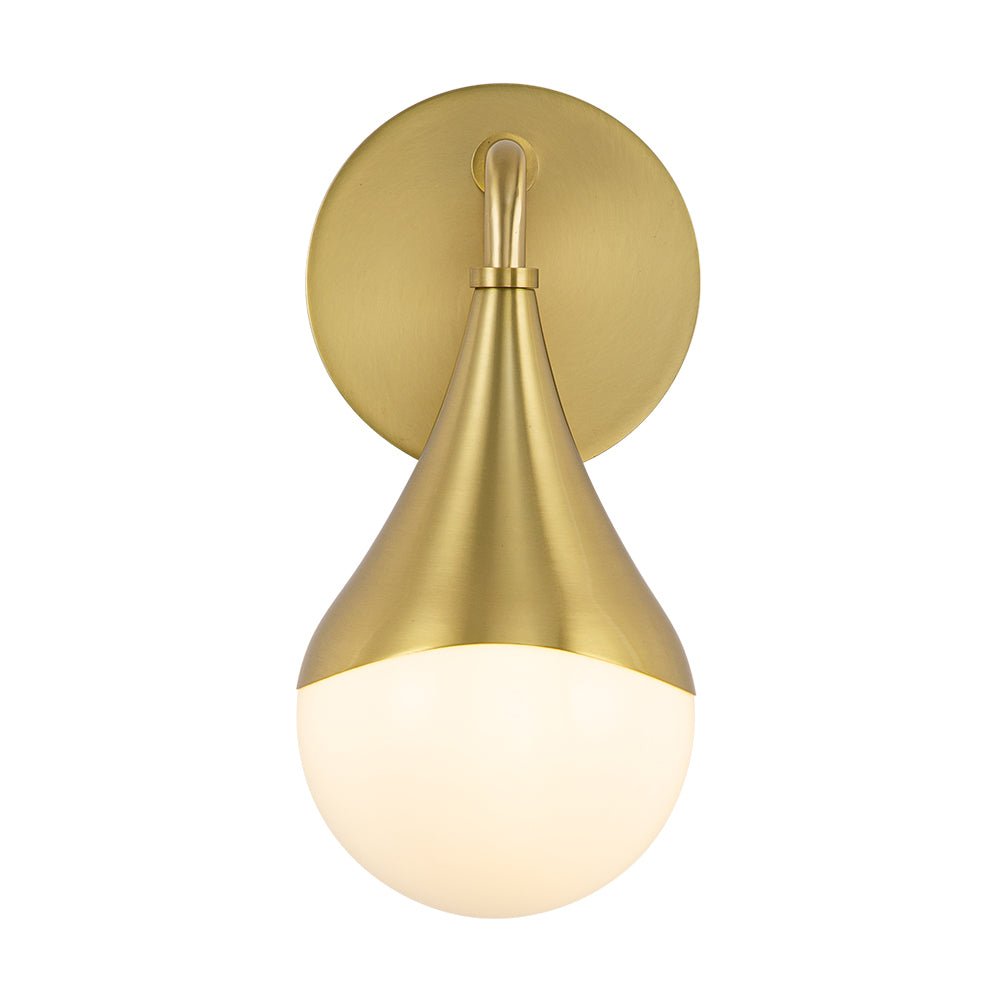Fljotuva Aged Brass Teardrop Frosted Glass Wall Lamp