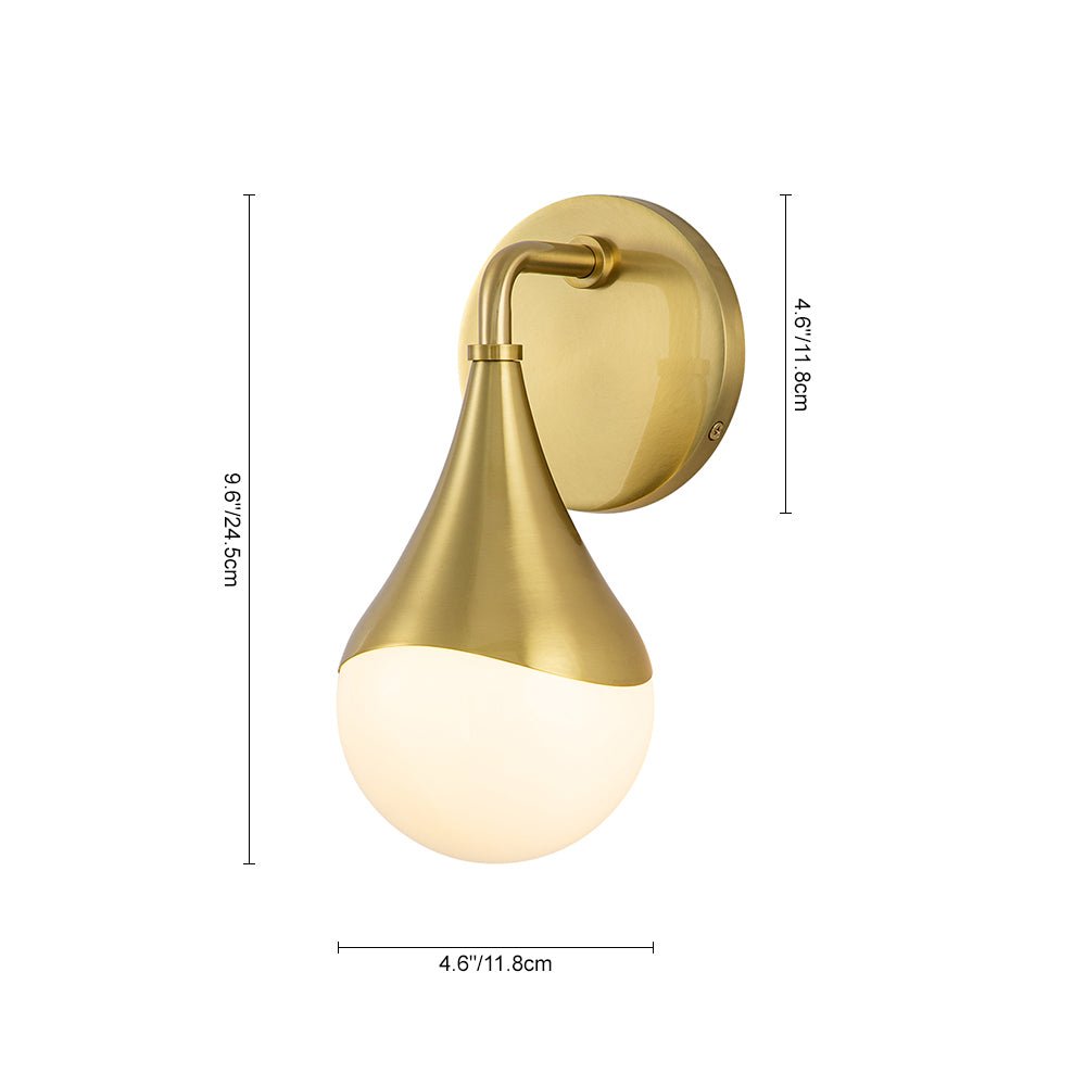 Fljotuva Aged Brass Teardrop Frosted Glass Wall Lamp