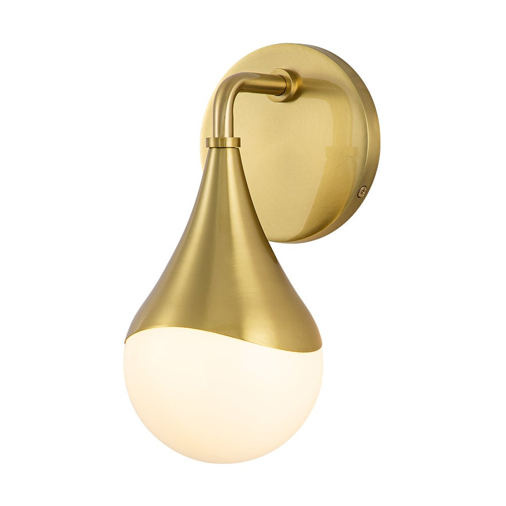 Fljotuva Aged Brass Teardrop Frosted Glass Wall Lamp