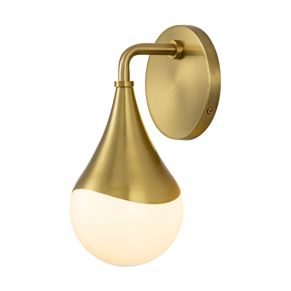 Fljotuva Aged Brass Teardrop Frosted Glass Wall Lamp