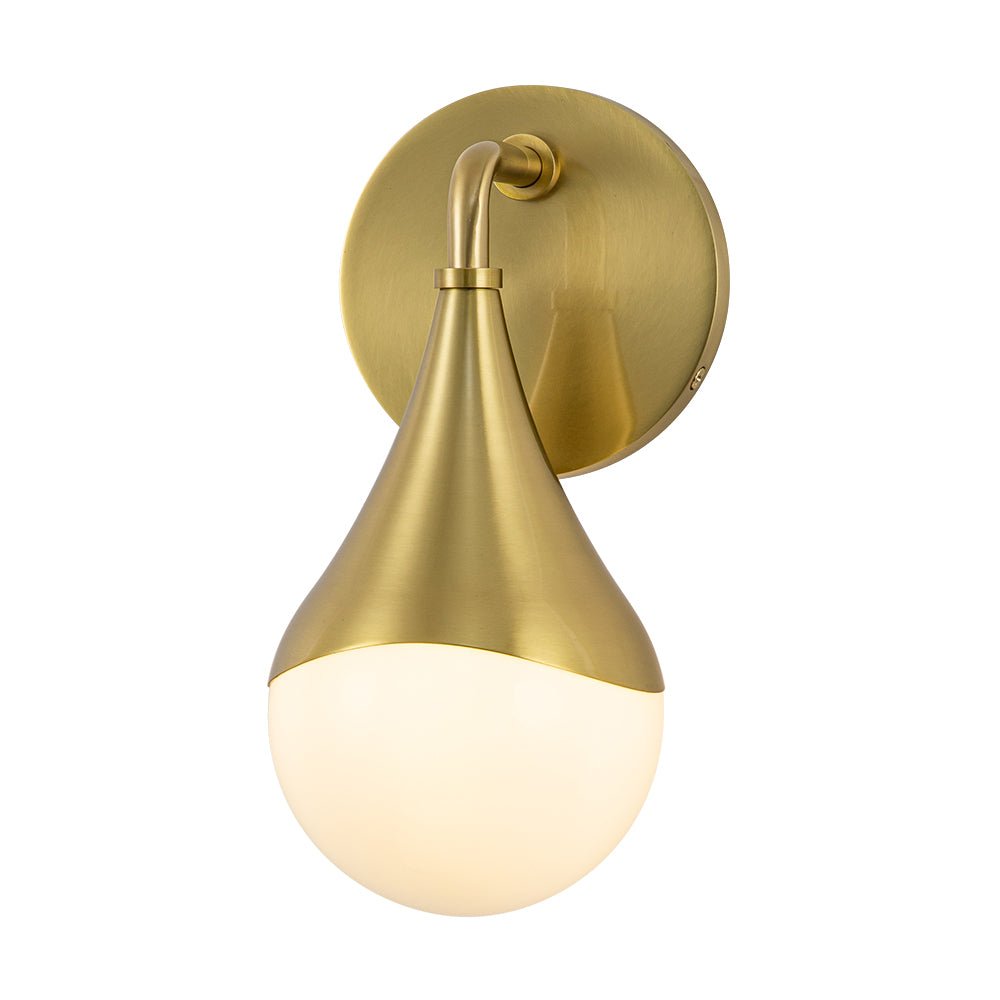 Fljotuva Aged Brass Teardrop Frosted Glass Wall Lamp