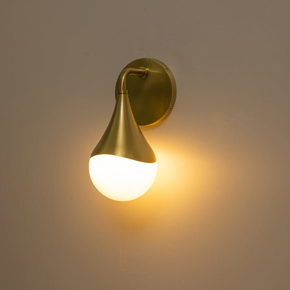 Fljotuva Aged Brass Teardrop Frosted Glass Wall Lamp