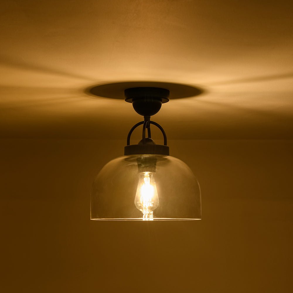 Qvistuli Modern Shade Clear Glass Semi Flush Mount Ceiling Light