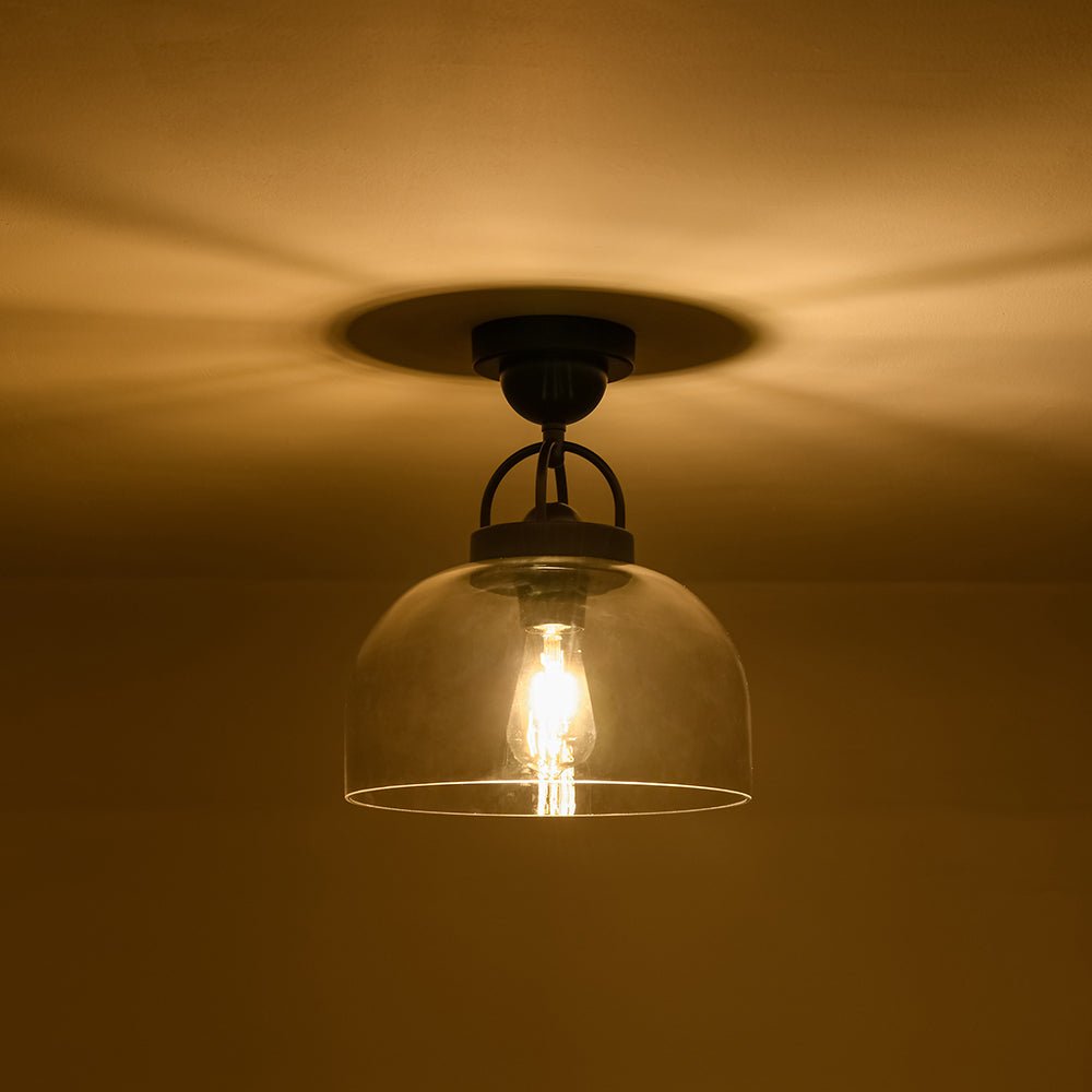 Qvistuli Modern Shade Clear Glass Semi Flush Mount Ceiling Light