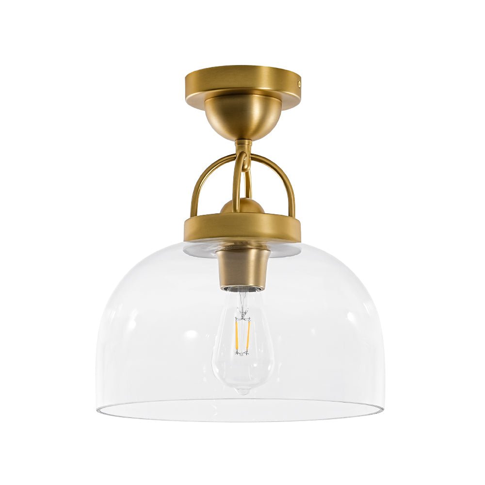 Qvistuli Modern Shade Clear Glass Semi Flush Mount Ceiling Light