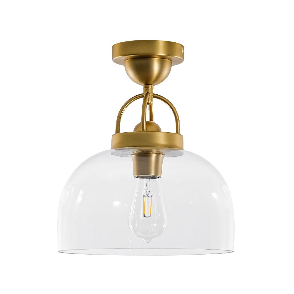 Qvistuli Modern Shade Clear Glass Semi Flush Mount Ceiling Light
