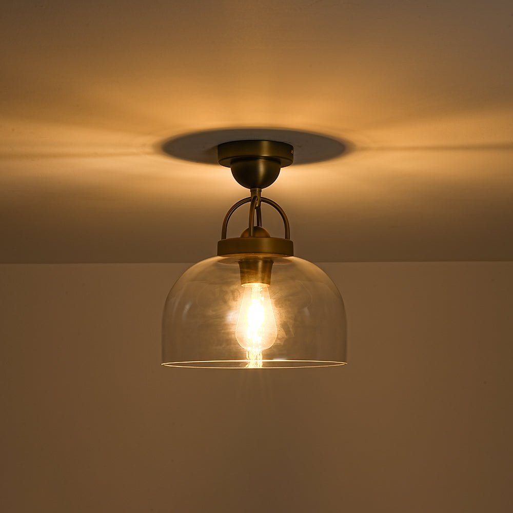 Qvistuli Modern Shade Clear Glass Semi Flush Mount Ceiling Light