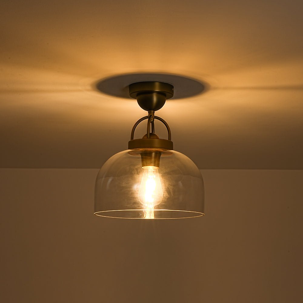 Qvistuli Modern Shade Clear Glass Semi Flush Mount Ceiling Light