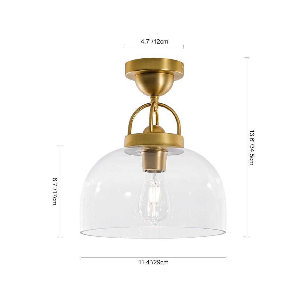 Qvistuli Modern Shade Clear Glass Semi Flush Mount Ceiling Light