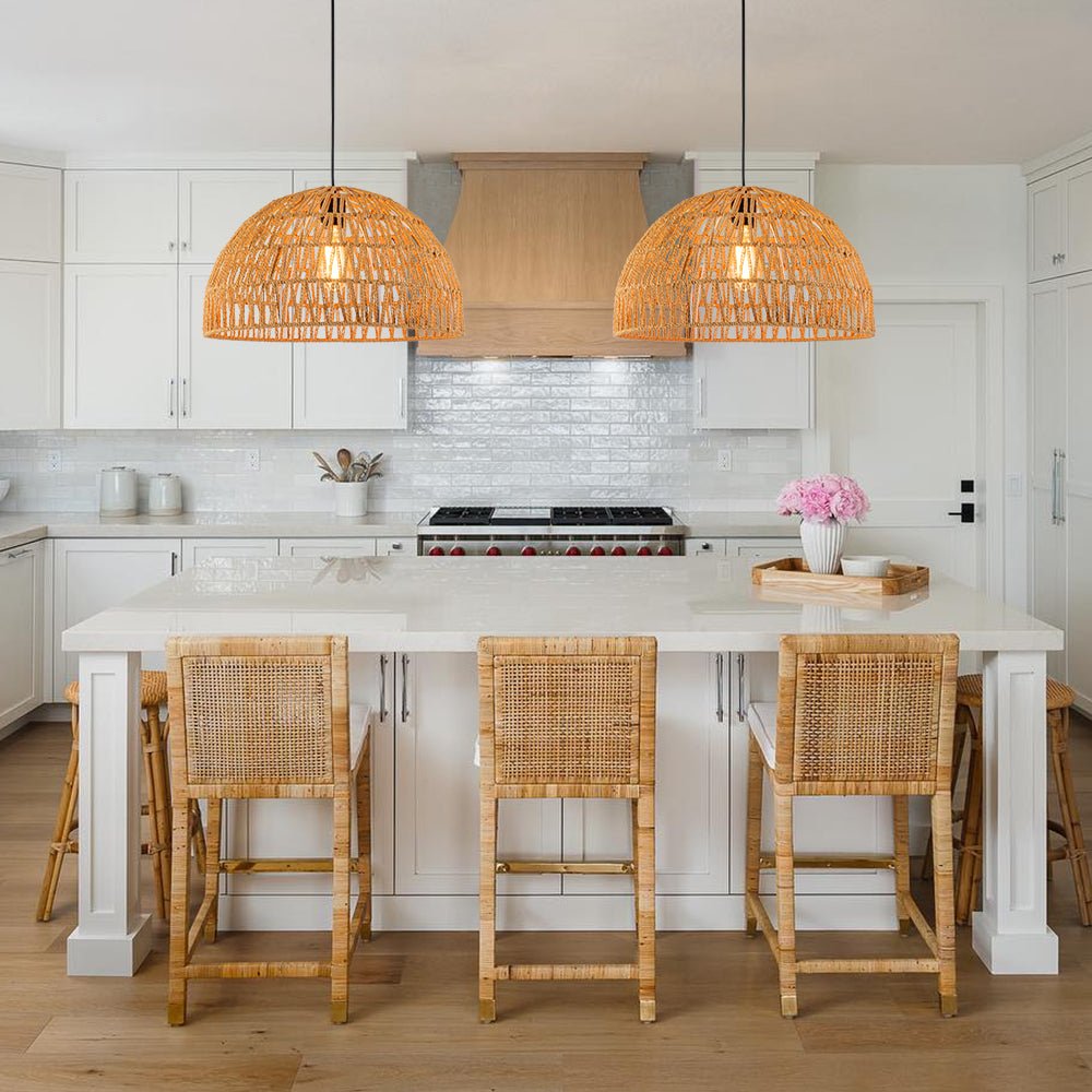 Qvistuvix Coastal Bohemian Woven Rope Pendant Light