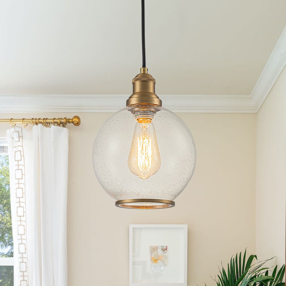 Kvennunix Corded Seeded Globe Glass Pendant Light
