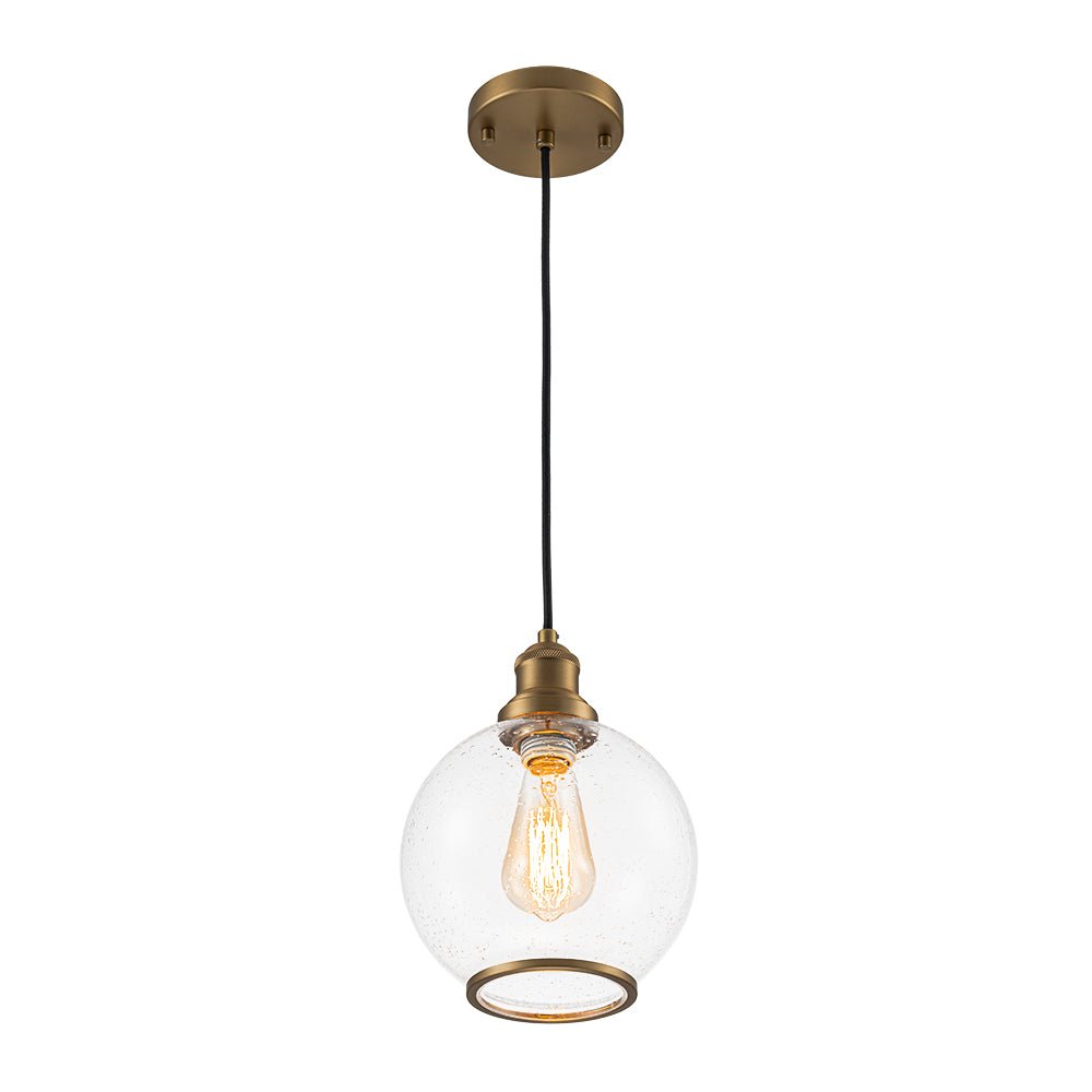 Kvennunix Corded Seeded Globe Glass Pendant Light