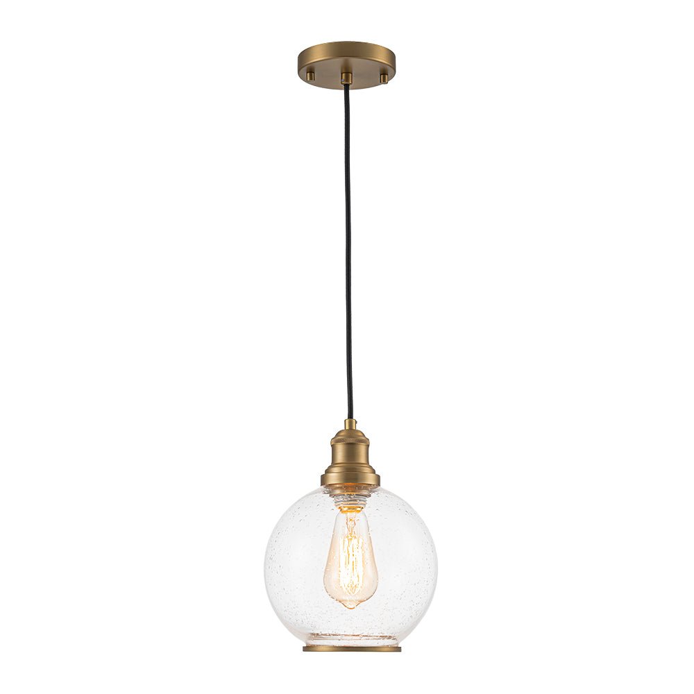 Kvennunix Corded Seeded Globe Glass Pendant Light