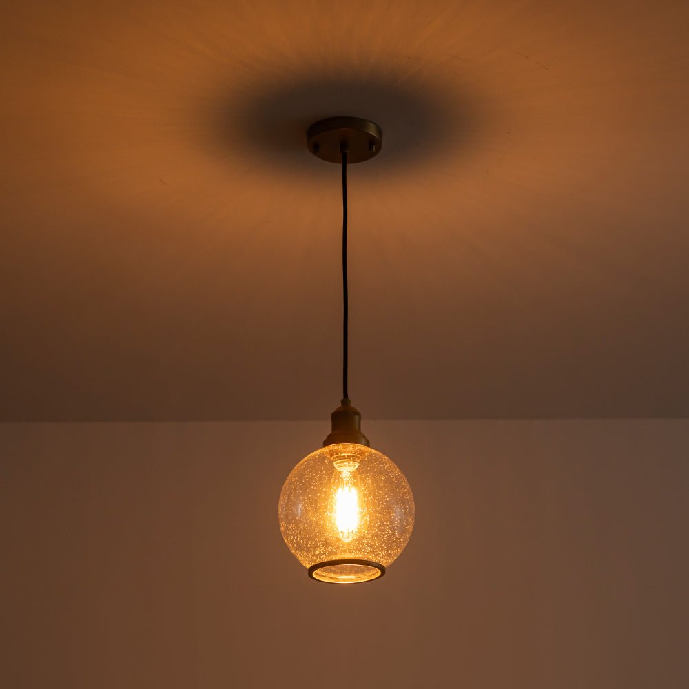 Kvennunix Corded Seeded Globe Glass Pendant Light