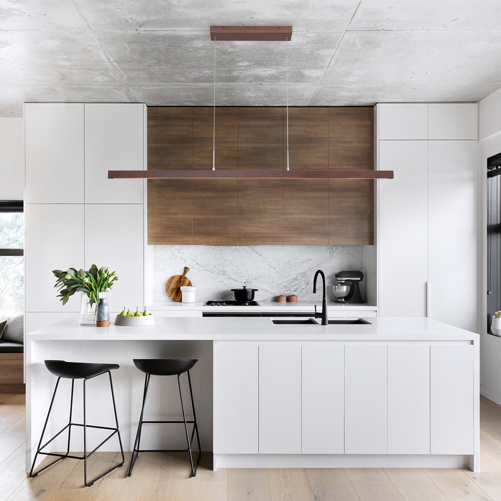 Zefyr Modern Minimalist LED Linear Wood Chandelier
