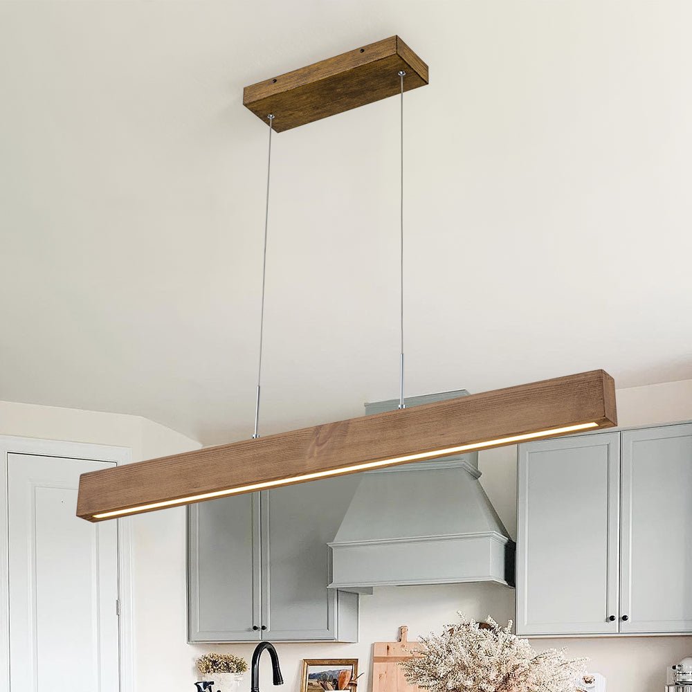 Zefyr Modern Minimalist LED Linear Wood Chandelier