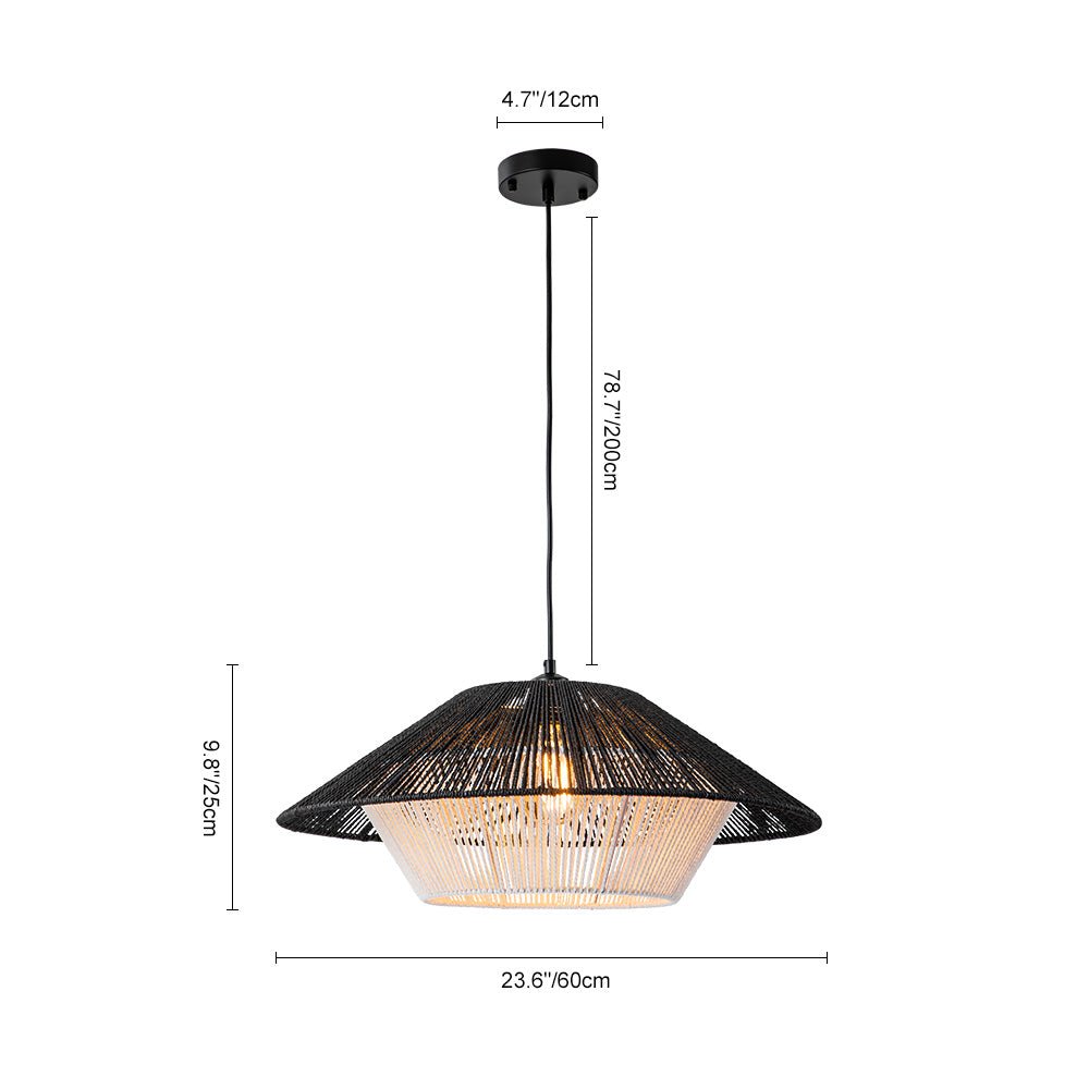 Eirikuvya Rustic Farmhouse Wide Cage Rope Pendant Light
