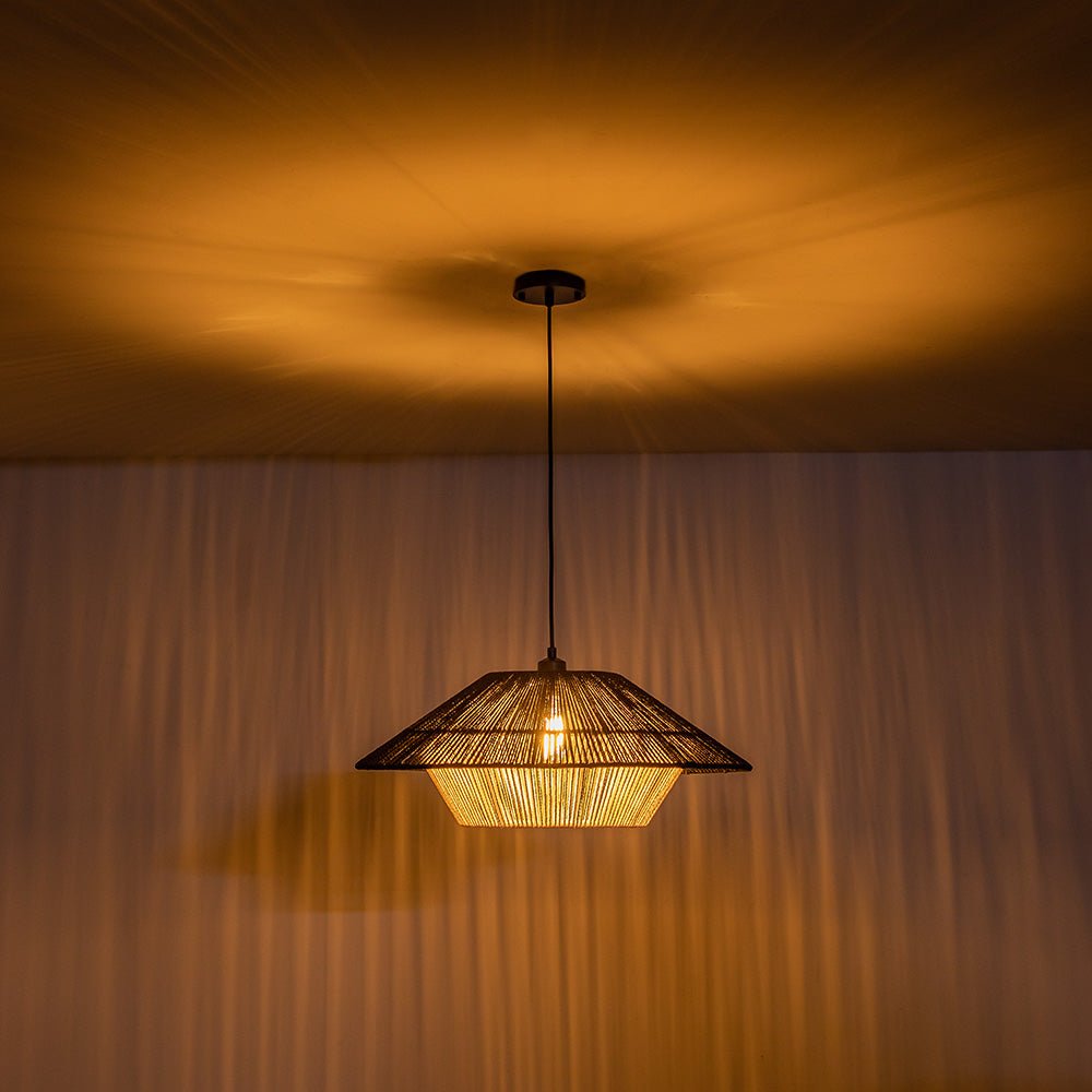 Eirikuvya Rustic Farmhouse Wide Cage Rope Pendant Light