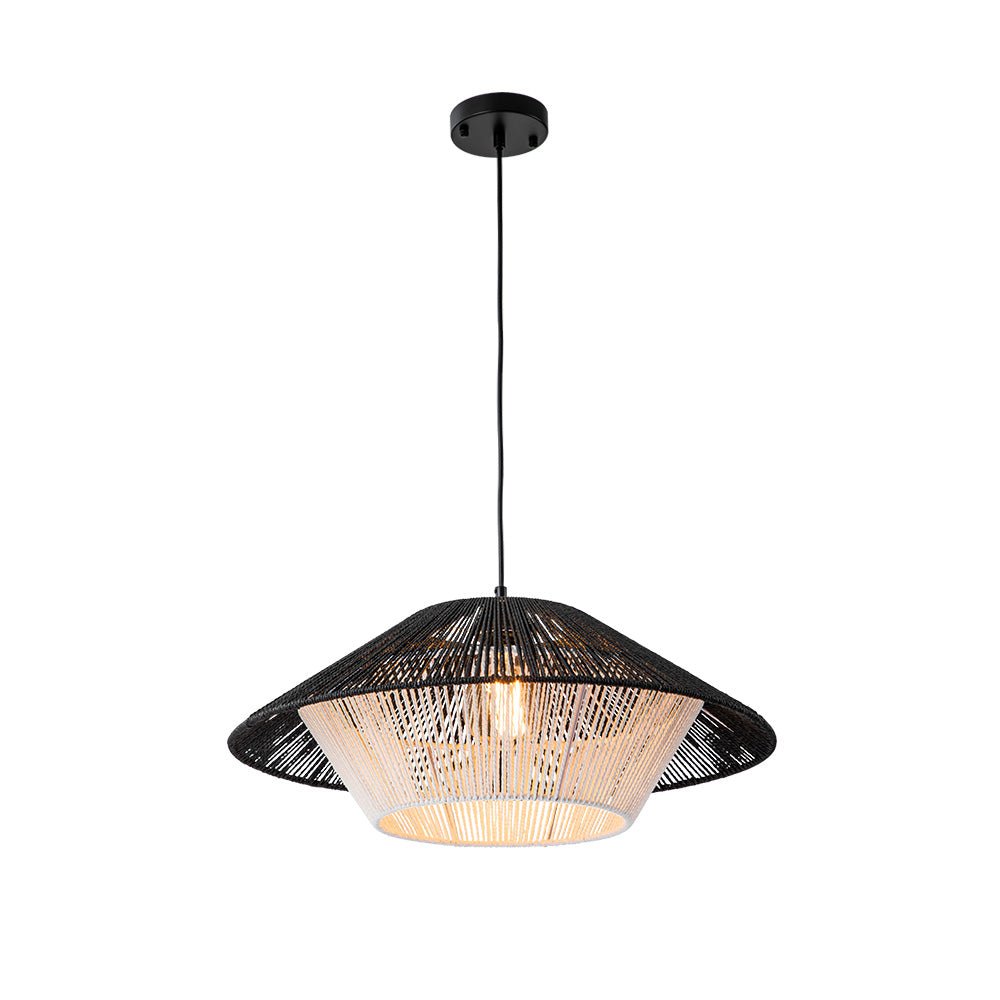 Eirikuvya Rustic Farmhouse Wide Cage Rope Pendant Light