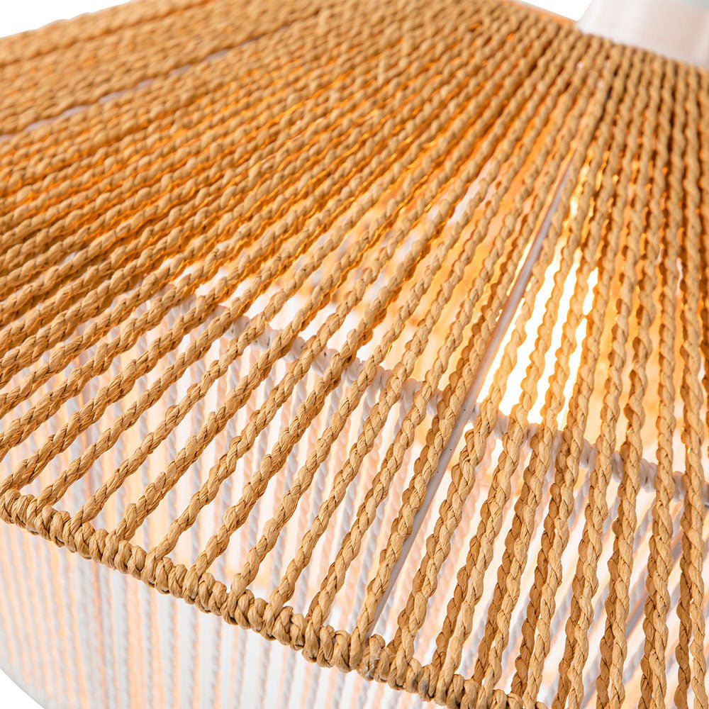 Eirikuvya Rustic Farmhouse Wide Cage Rope Pendant Light