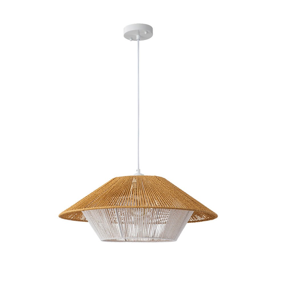 Eirikuvya Rustic Farmhouse Wide Cage Rope Pendant Light