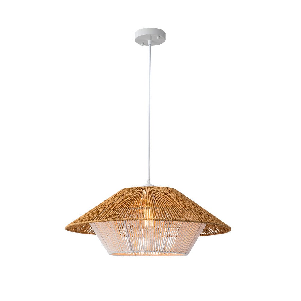 Eirikuvya Rustic Farmhouse Wide Cage Rope Pendant Light