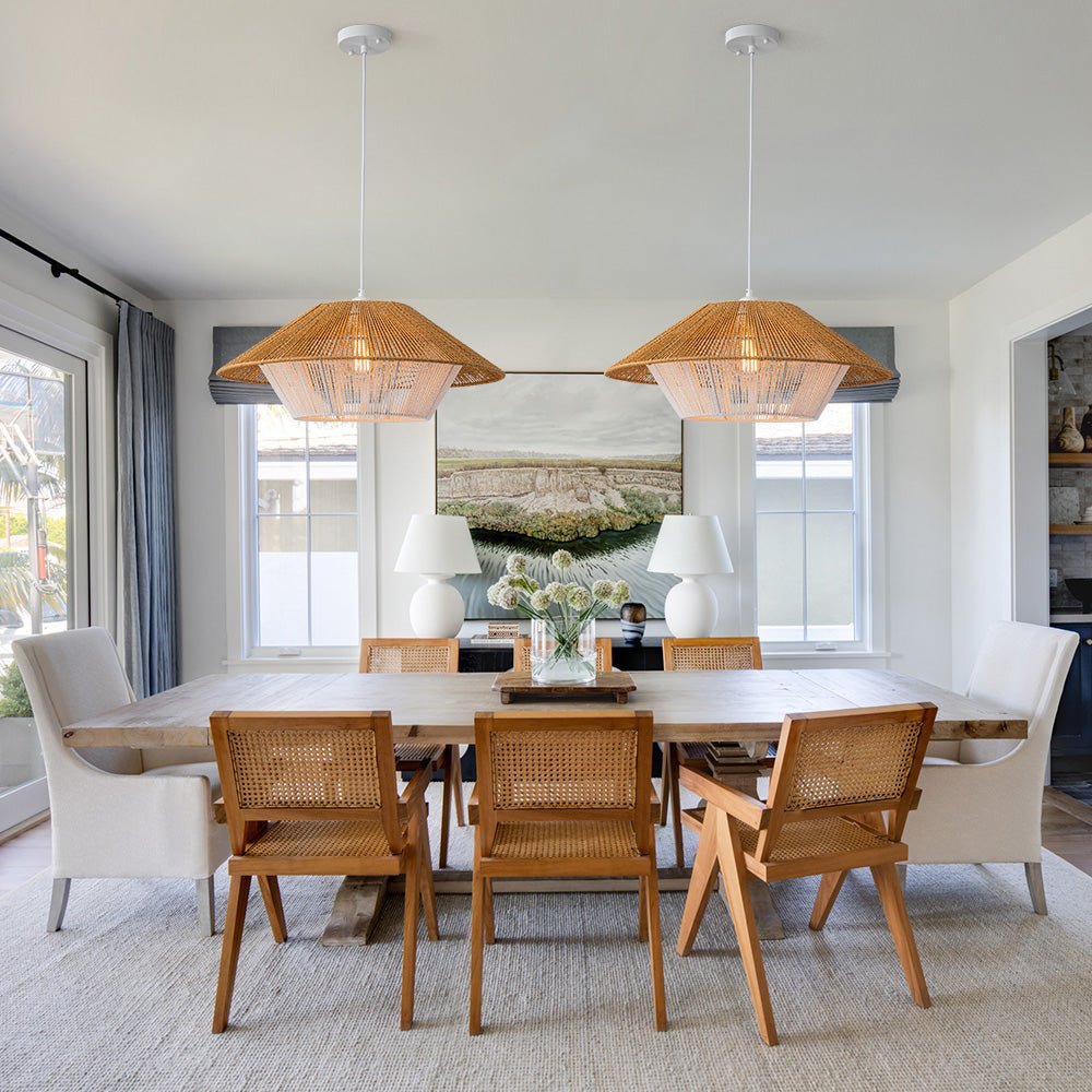 Eirikuvya Rustic Farmhouse Wide Cage Rope Pendant Light