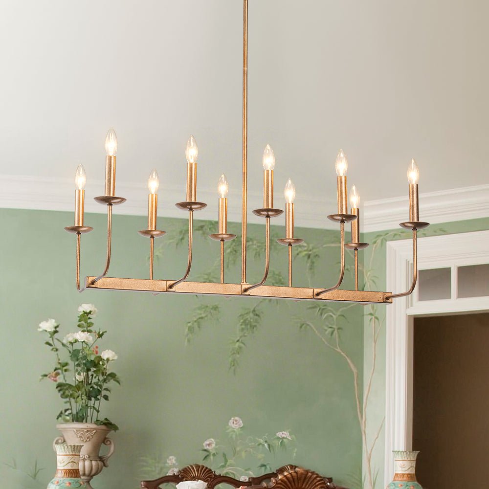 Gloruvox French Vintage Candle Style Linear Metal Chandelier