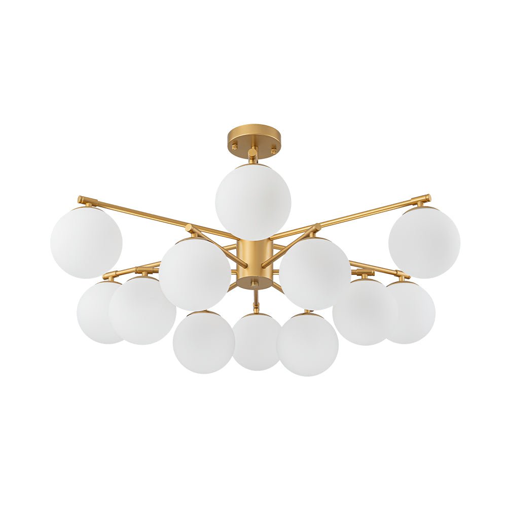 Alvuvyt Tiered Bubble Opal Glass Semi Flush Chandelier - Lamp Copper