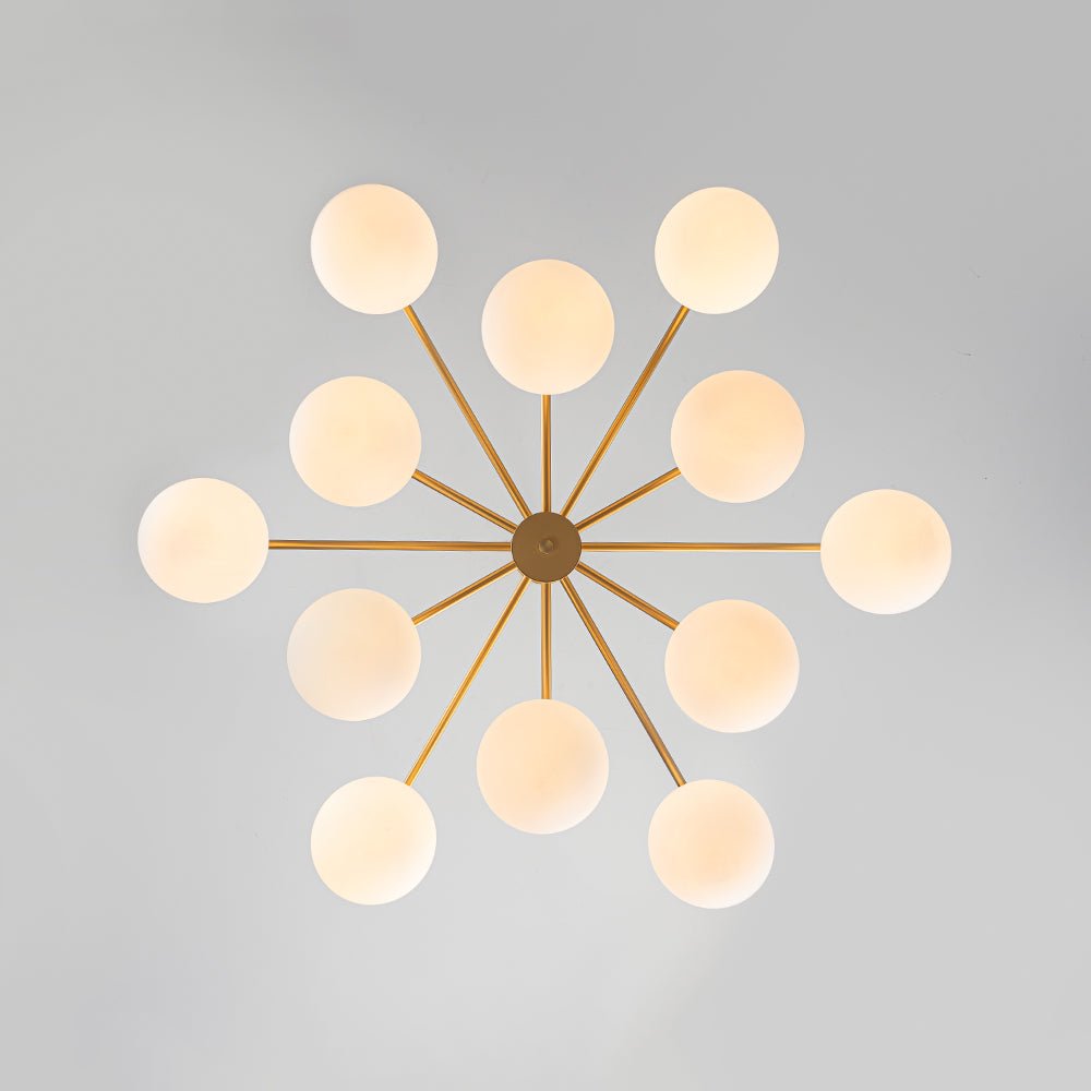 Alvuvyt Tiered Bubble Opal Glass Semi Flush Chandelier - Lamp Copper