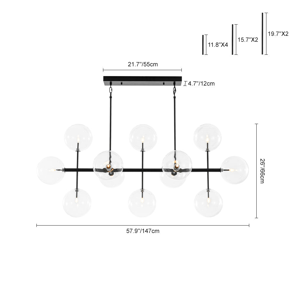 Himinuvux Sputnik Globe Bubble Linear Glass Chandelier