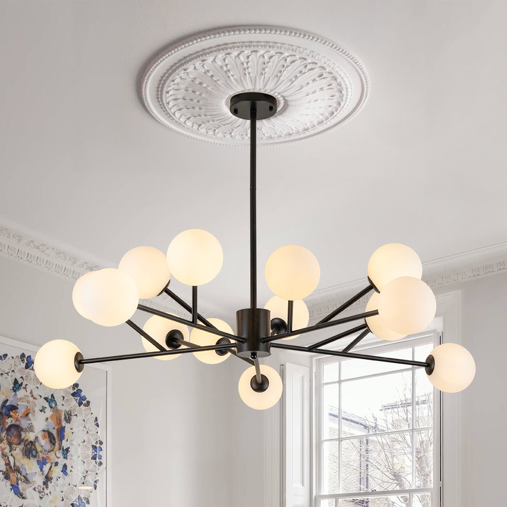 Vatnuvyt Frosted Globe Branch Glass Pendant Chandelier - Lamp Copper