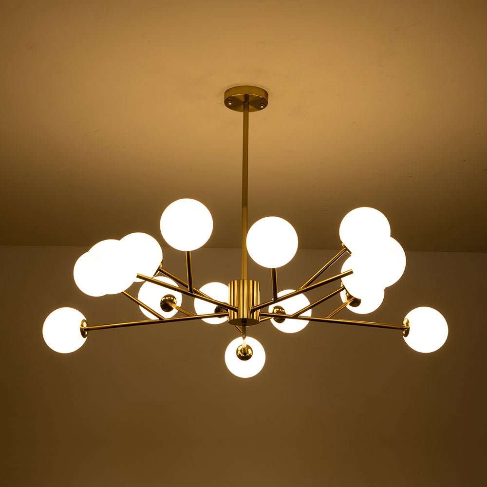 Vatnuvyt Frosted Globe Branch Glass Pendant Chandelier - Lamp Copper