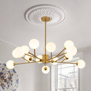 Vatnuvyt Frosted Globe Branch Glass Pendant Chandelier - Lamp Copper