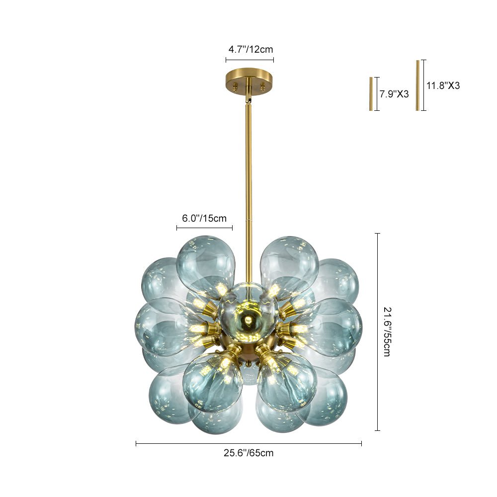 Odin Scandinavian Blue Glass Chandelier