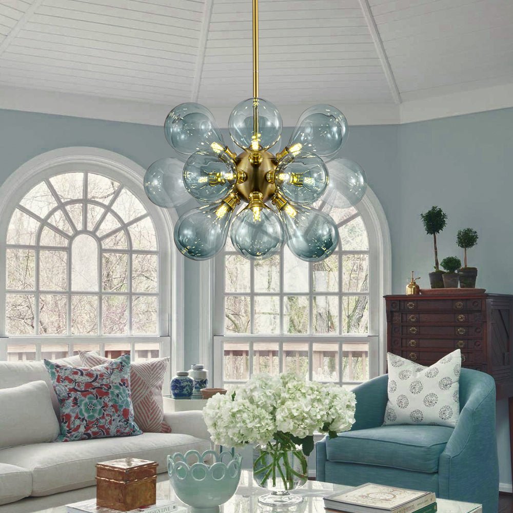 Odin Scandinavian Blue Glass Chandelier