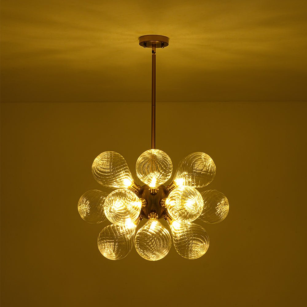 Waegnuvyx Cluster Ribbed Globe Bubble Glass Chandelier
