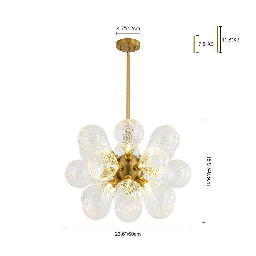 Waegnuvyx Cluster Ribbed Globe Bubble Glass Chandelier
