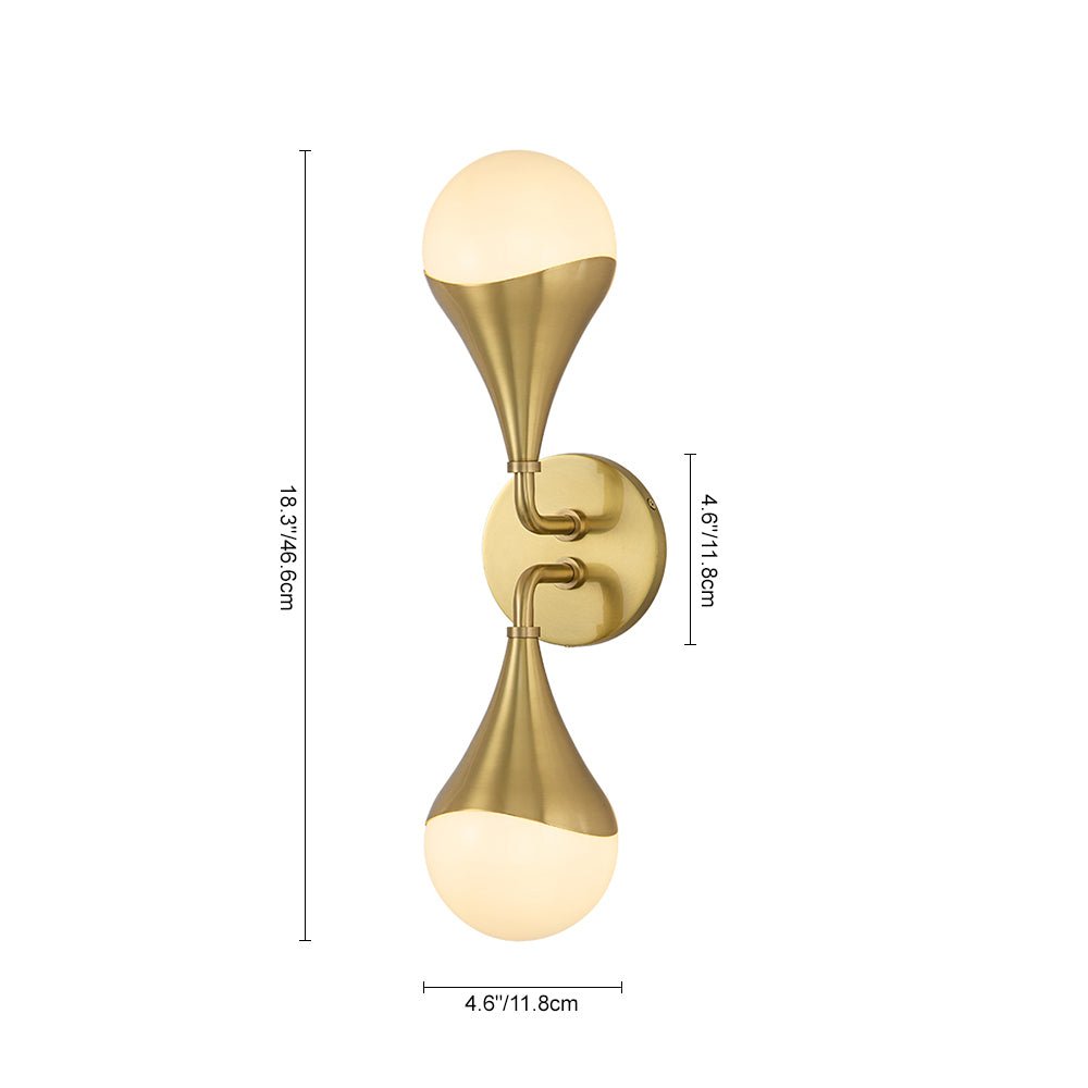 Ulfunix Aged Brass Teardrop Frosted Glass Wall Sconce