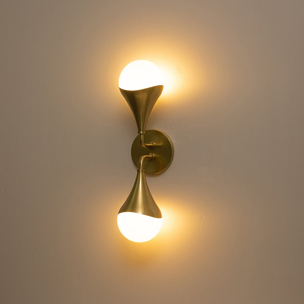 Ulfunix Aged Brass Teardrop Frosted Glass Wall Sconce