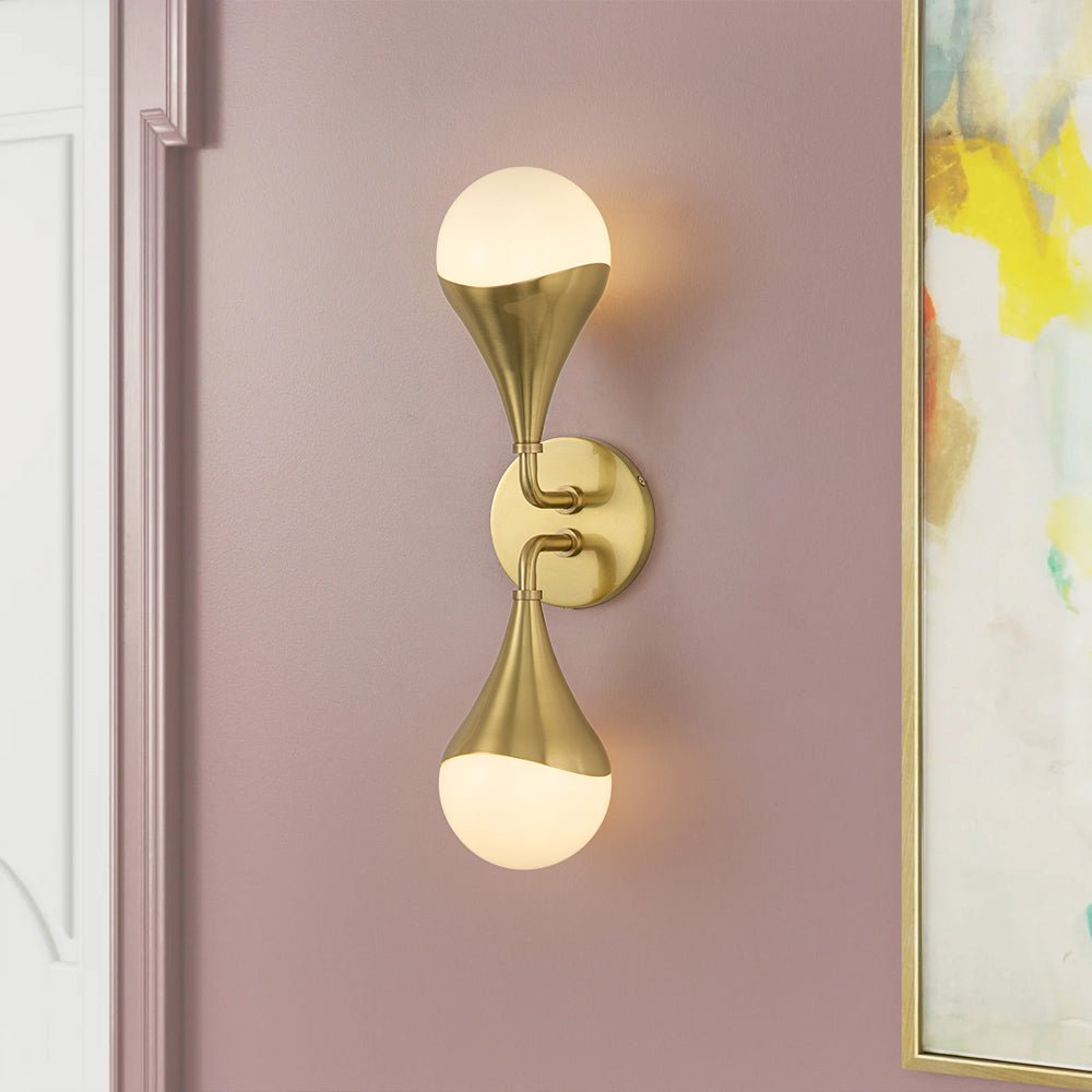 Ulfunix Aged Brass Teardrop Frosted Glass Wall Sconce