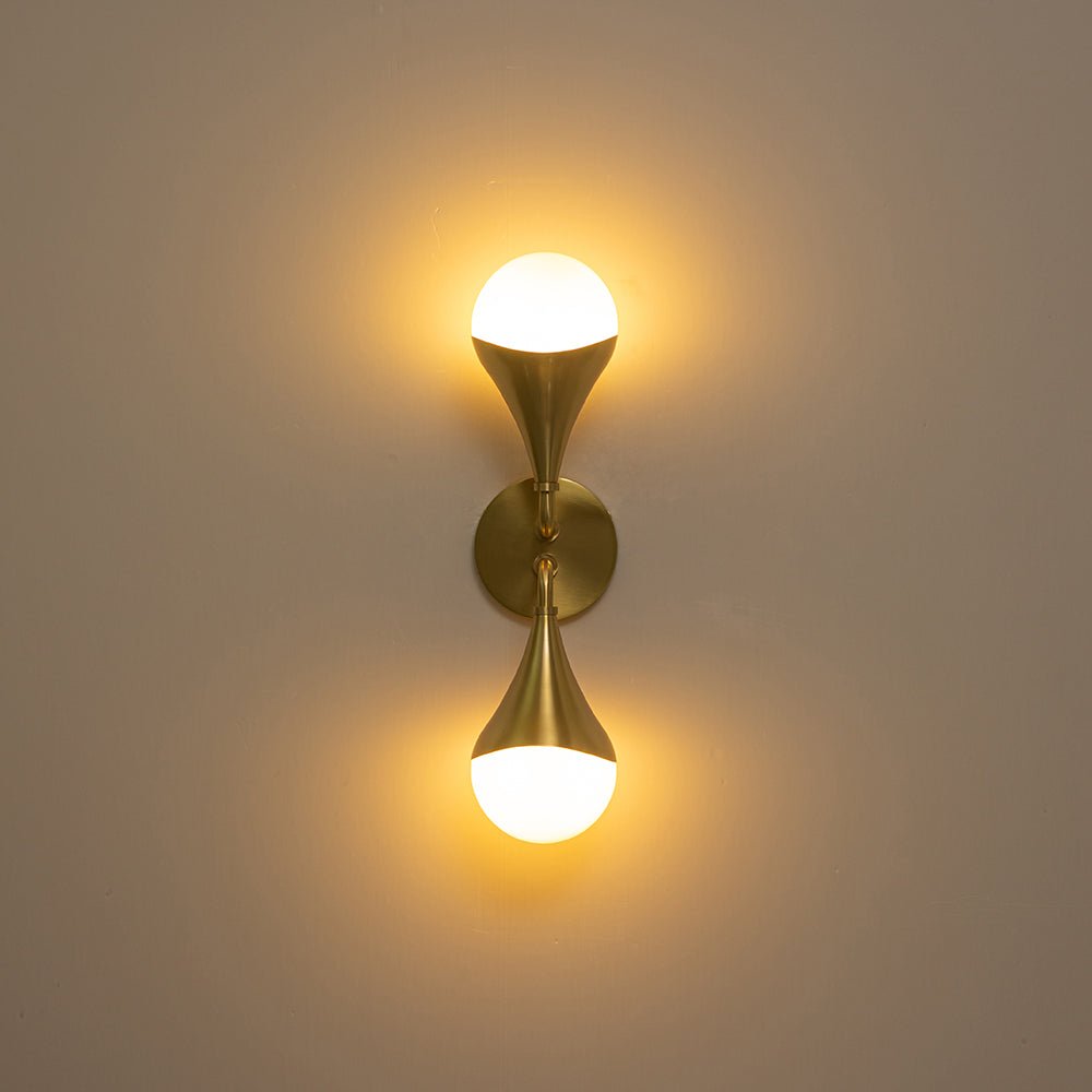 Ulfunix Aged Brass Teardrop Frosted Glass Wall Sconce