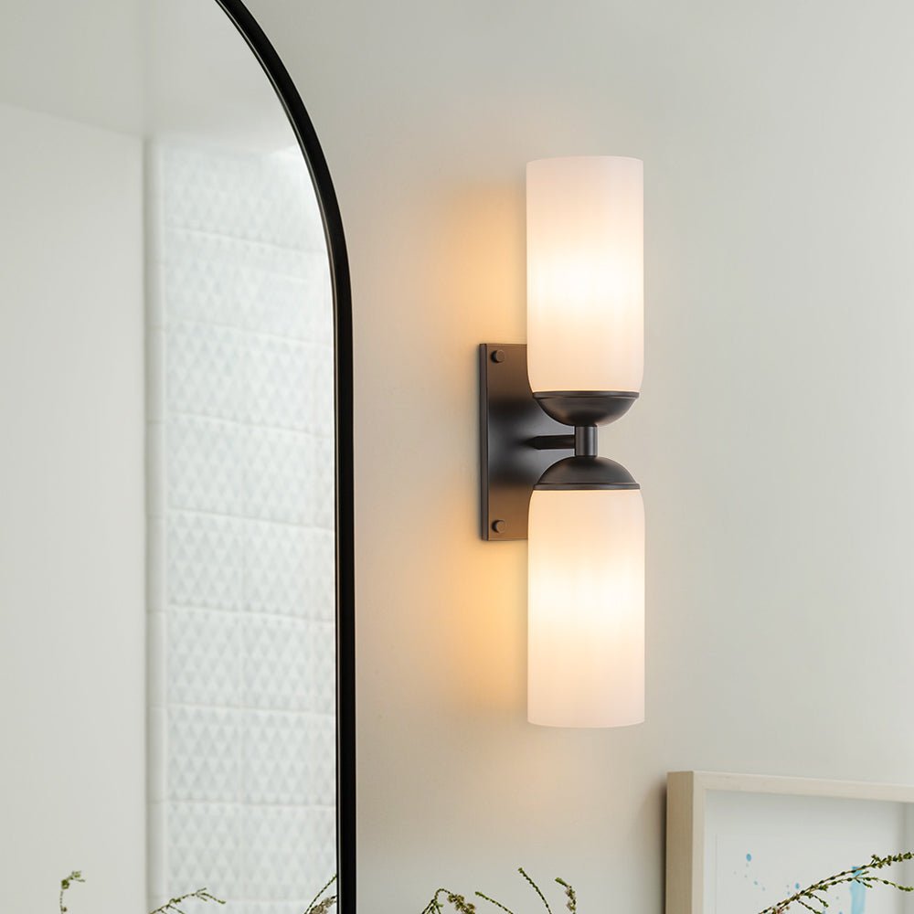 Sifuvo Milky Cylinder White Glass Vanity Wall Sconce