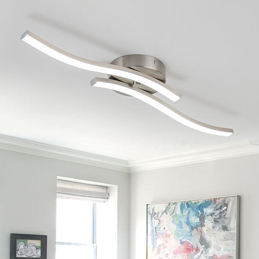 Kveld Wavy Linear Metal Flush Mount Wall Light