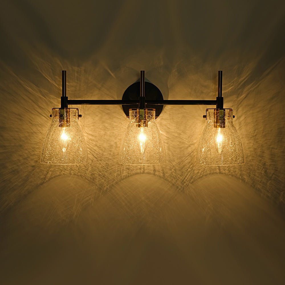 Ornuvix Black Brass Bell Shade Glass Vanity Wall Lamp