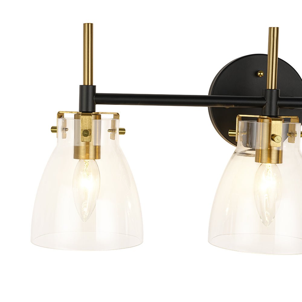 Ornuvix Black Brass Bell Shade Glass Vanity Wall Lamp